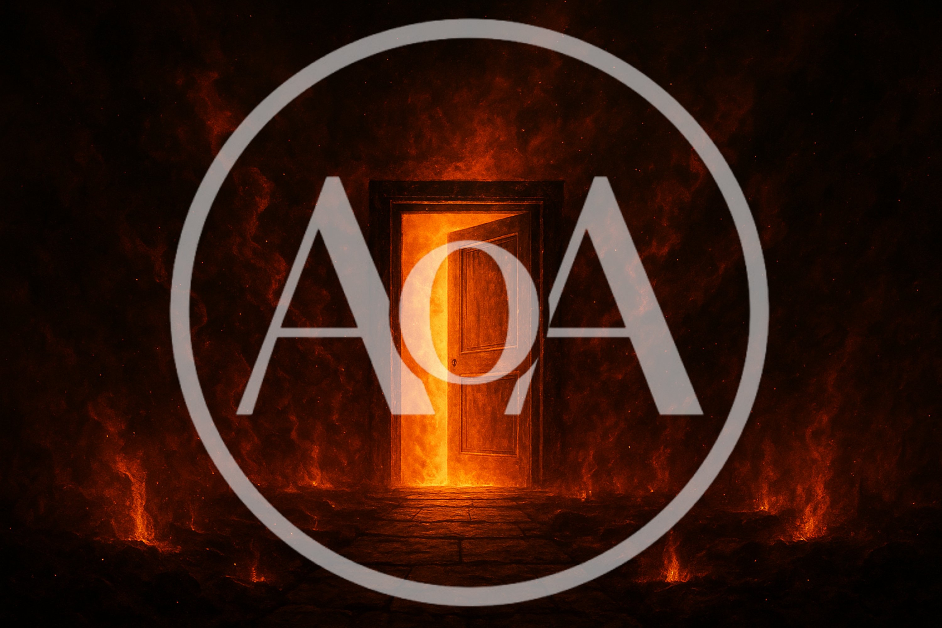 Glowing Doorway In A Dark Fiery Landscape