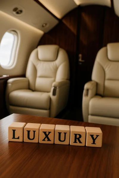 Luxury Wooden Blocks On Private Jet Table