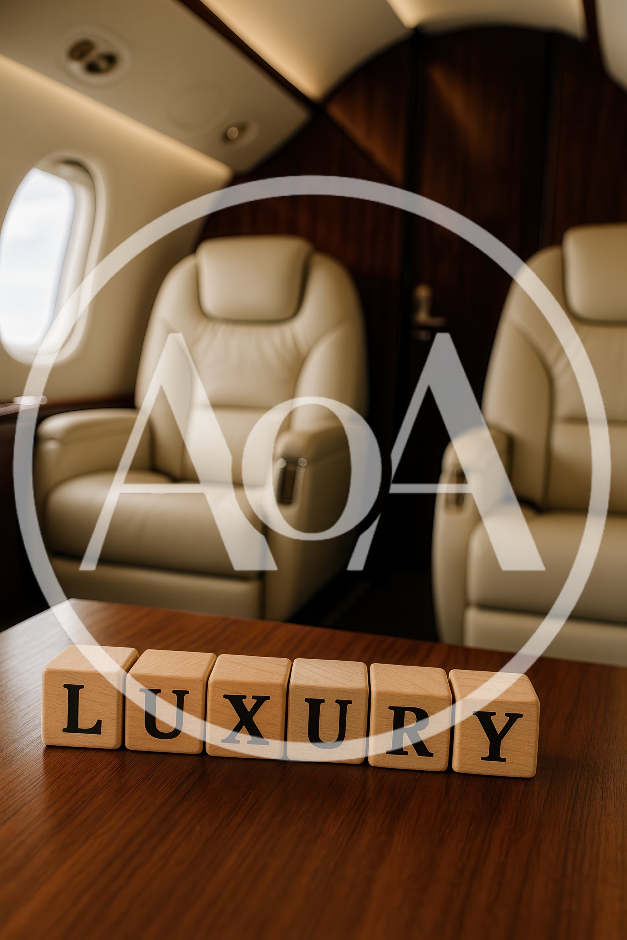 Luxury Wooden Blocks On Private Jet Table