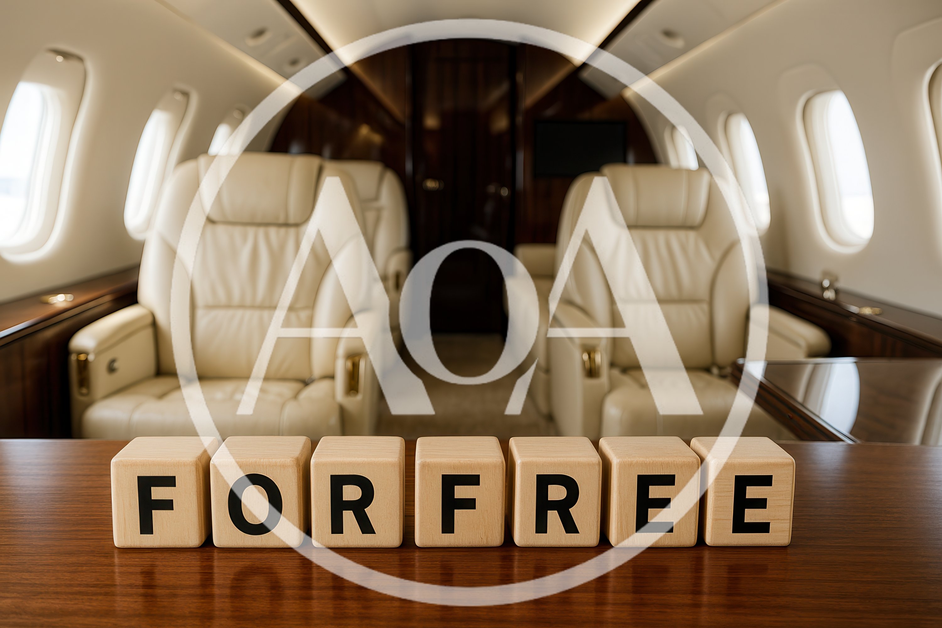Wooden Blocks Spelling For Free Inside Private Jet Cabin