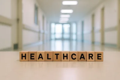 Healthcare Word Spelled Out With Wooden Blocks