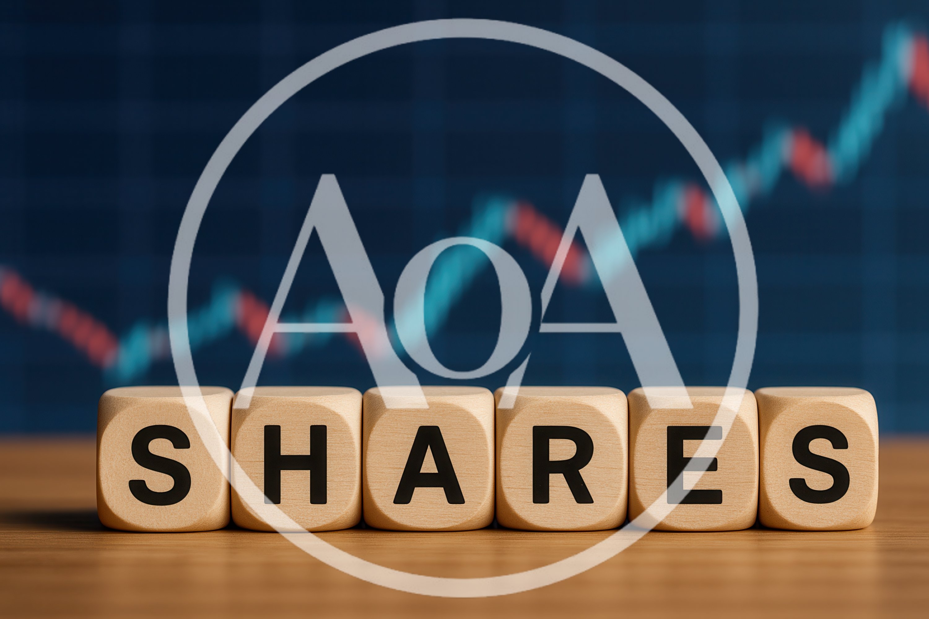 Wooden Blocks Spelling Shares With Stock Market Graph Background