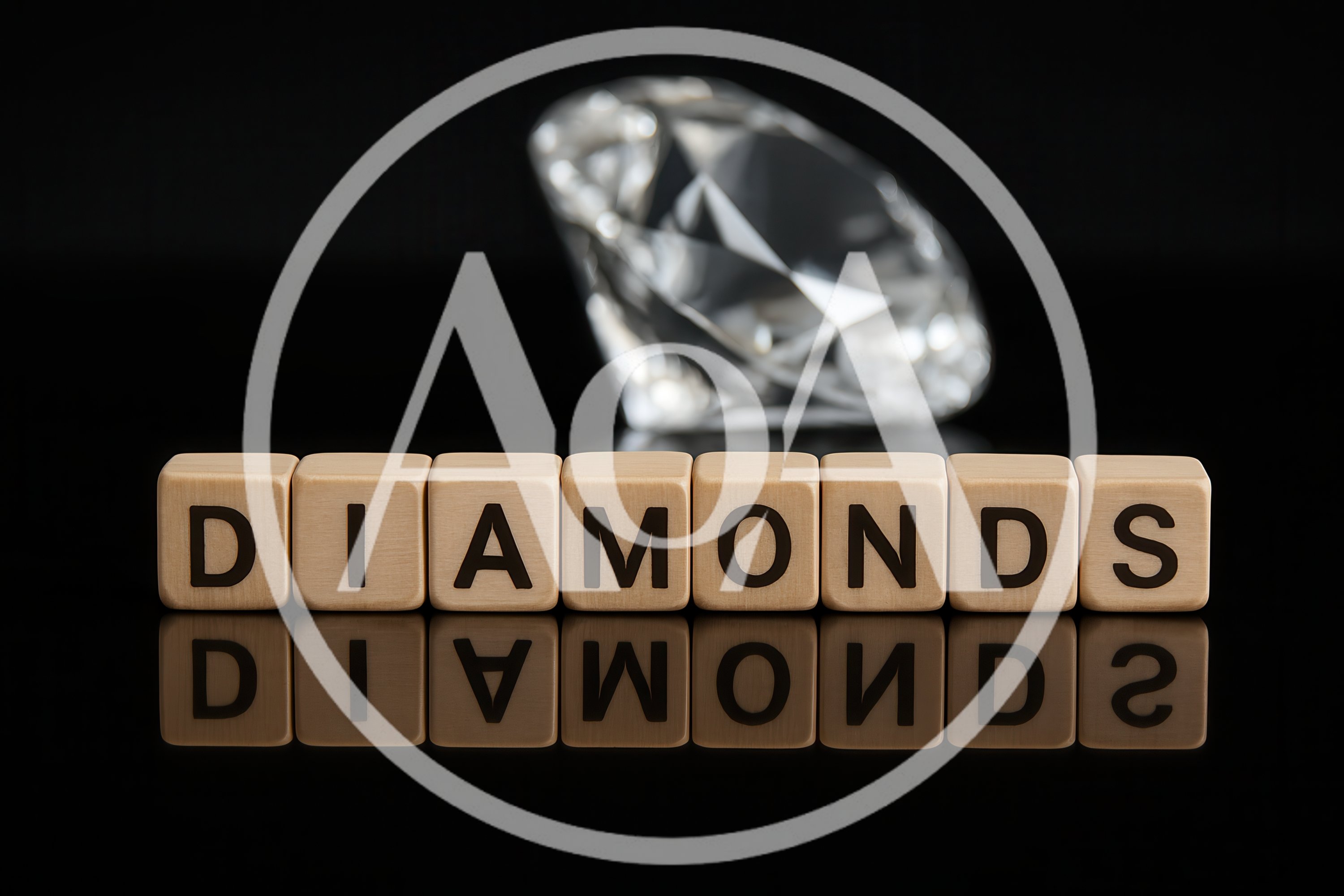 Wooden Letter Blocks Spelling Diamonds With A Gemstone