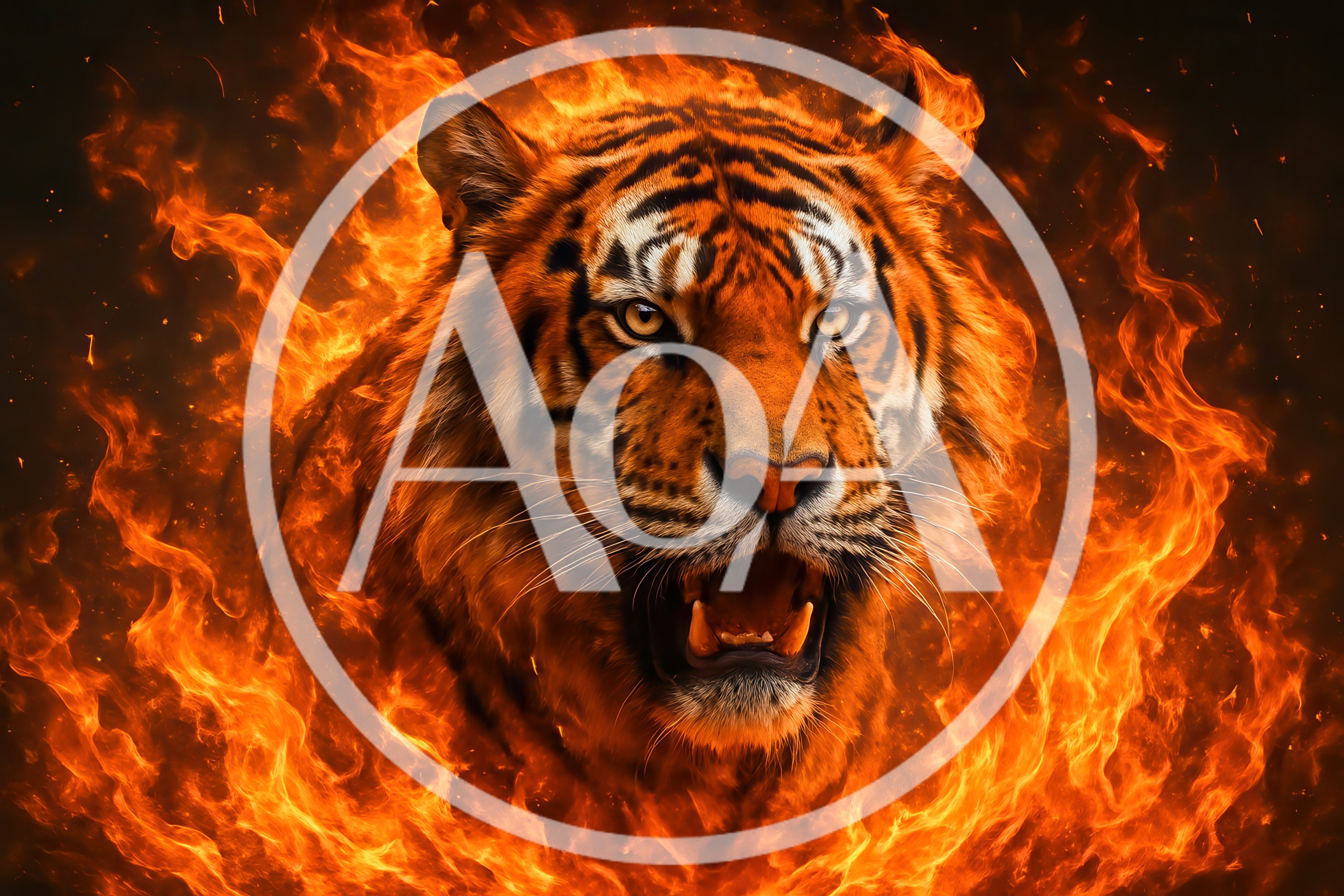 Fierce Tiger Head Surrounded By Intense Flames