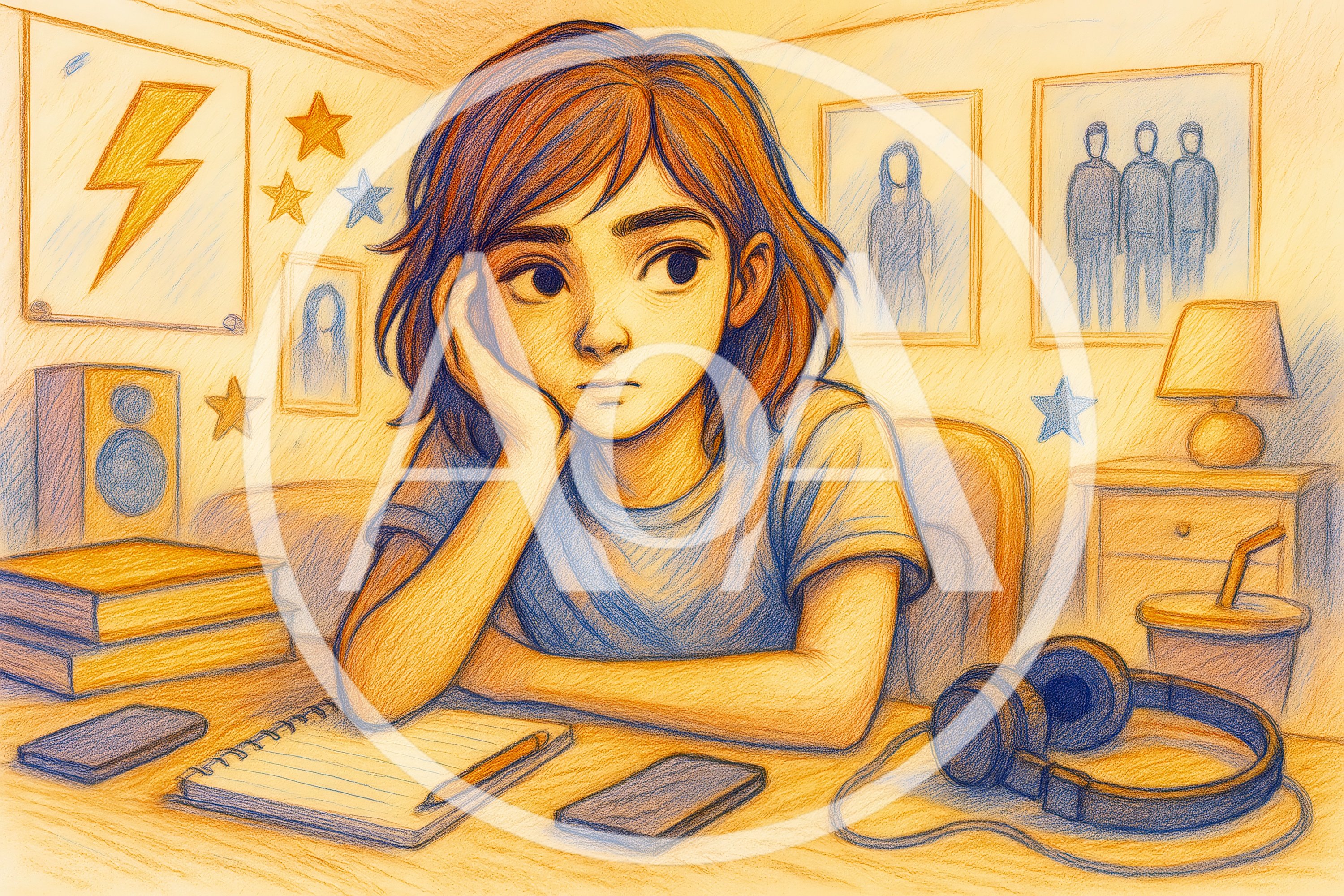 Bored Teenage Girl Studying At Her Desk