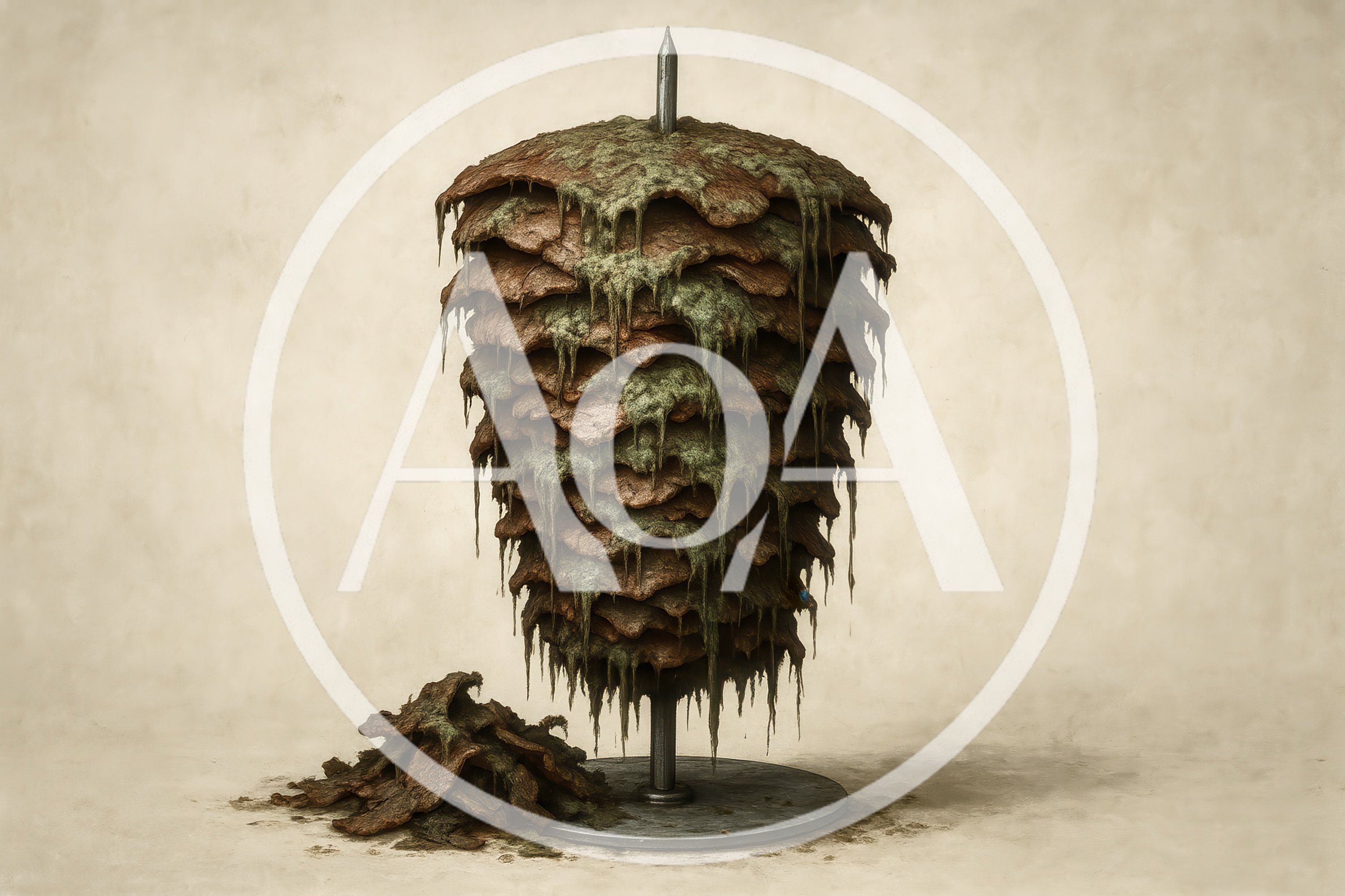 Rotting Doner Kebab Meat On A Vertical Spit