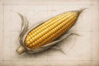 Technical Sketch Of A Single Corn Cob