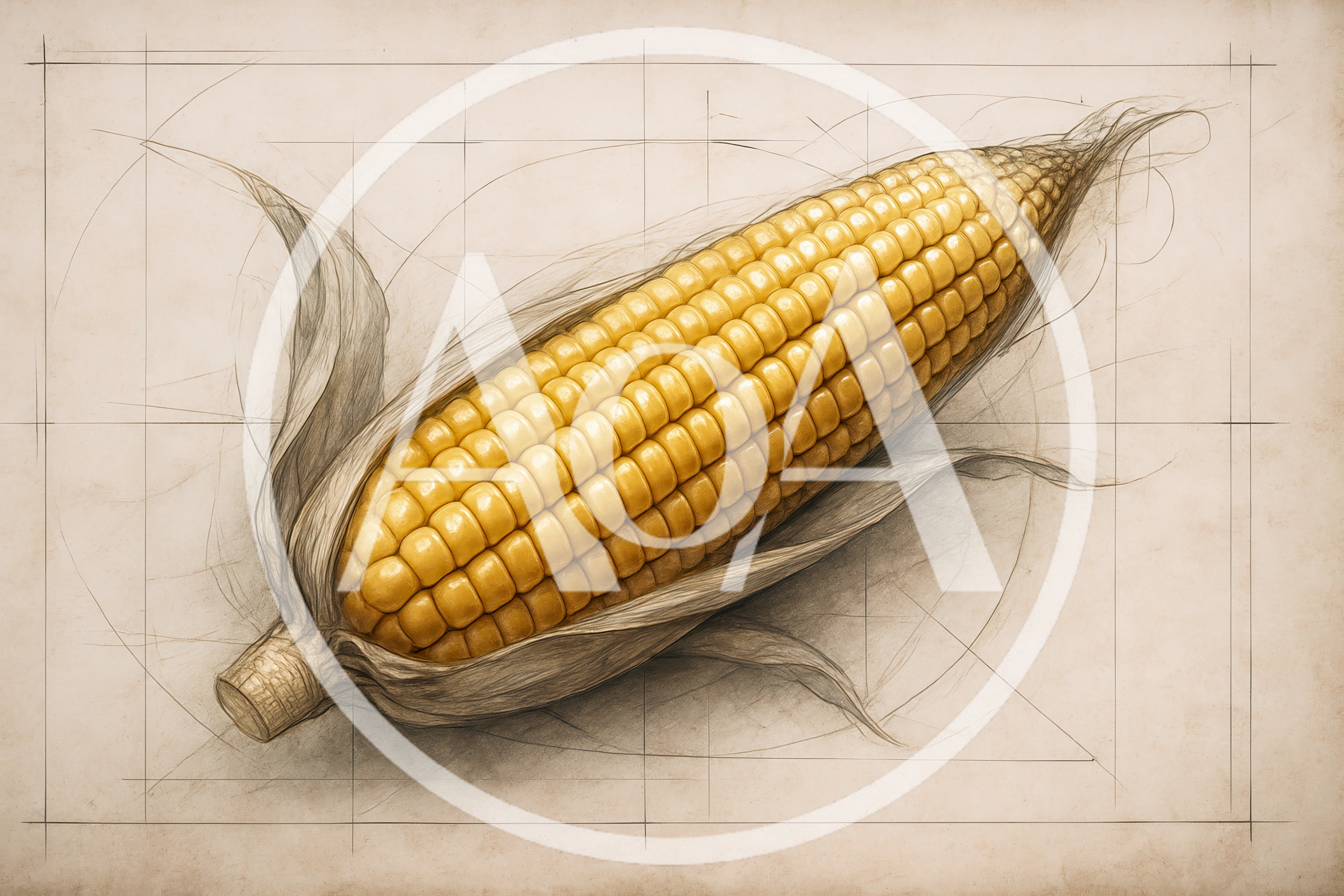 Technical Sketch Of A Single Corn Cob