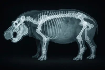 X-Ray View Of A Hippopotamus Skeleton