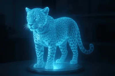 Holographic Leopard Projection On A Circular Base