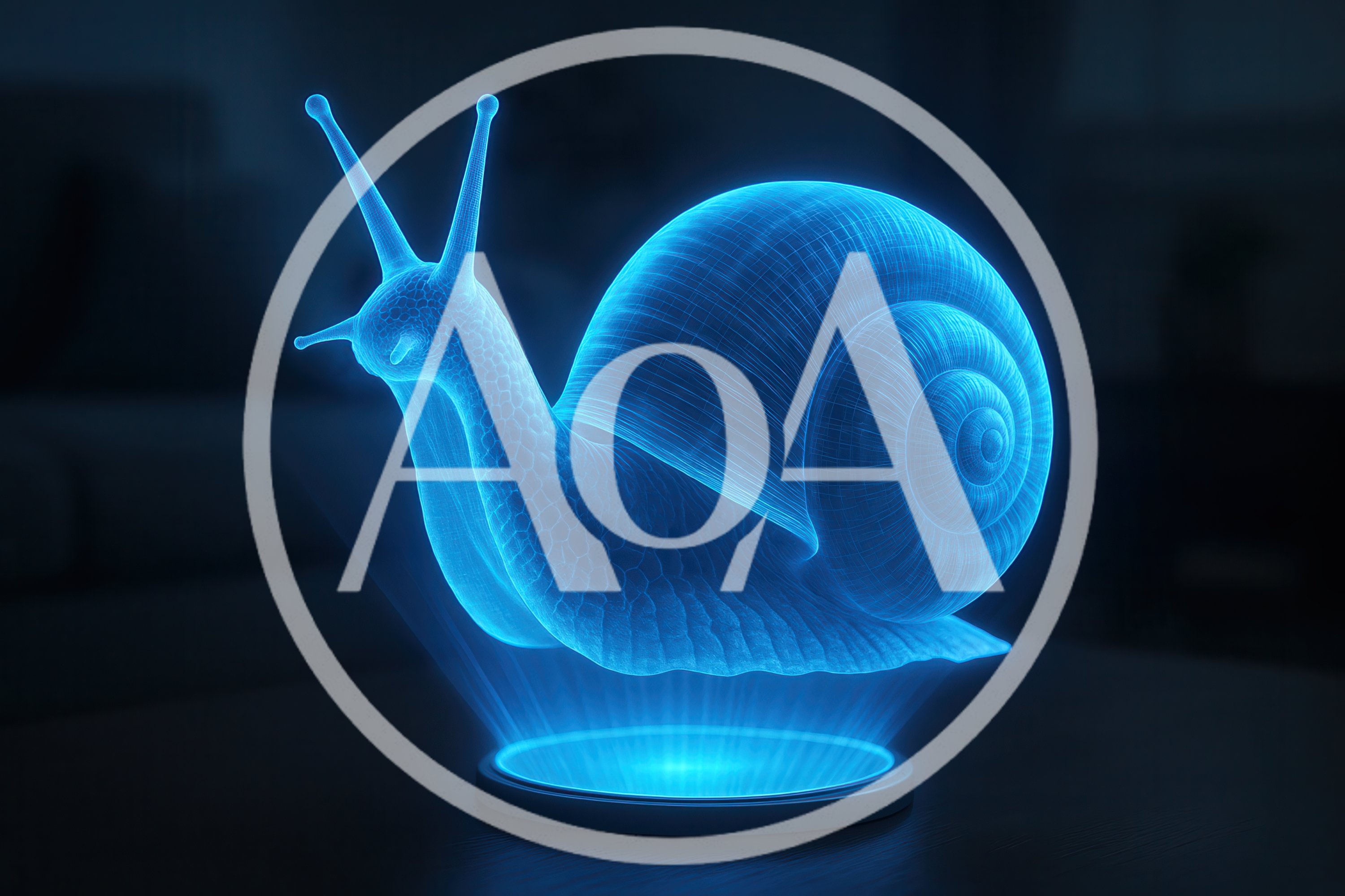Glowing Blue Holographic Snail Projection