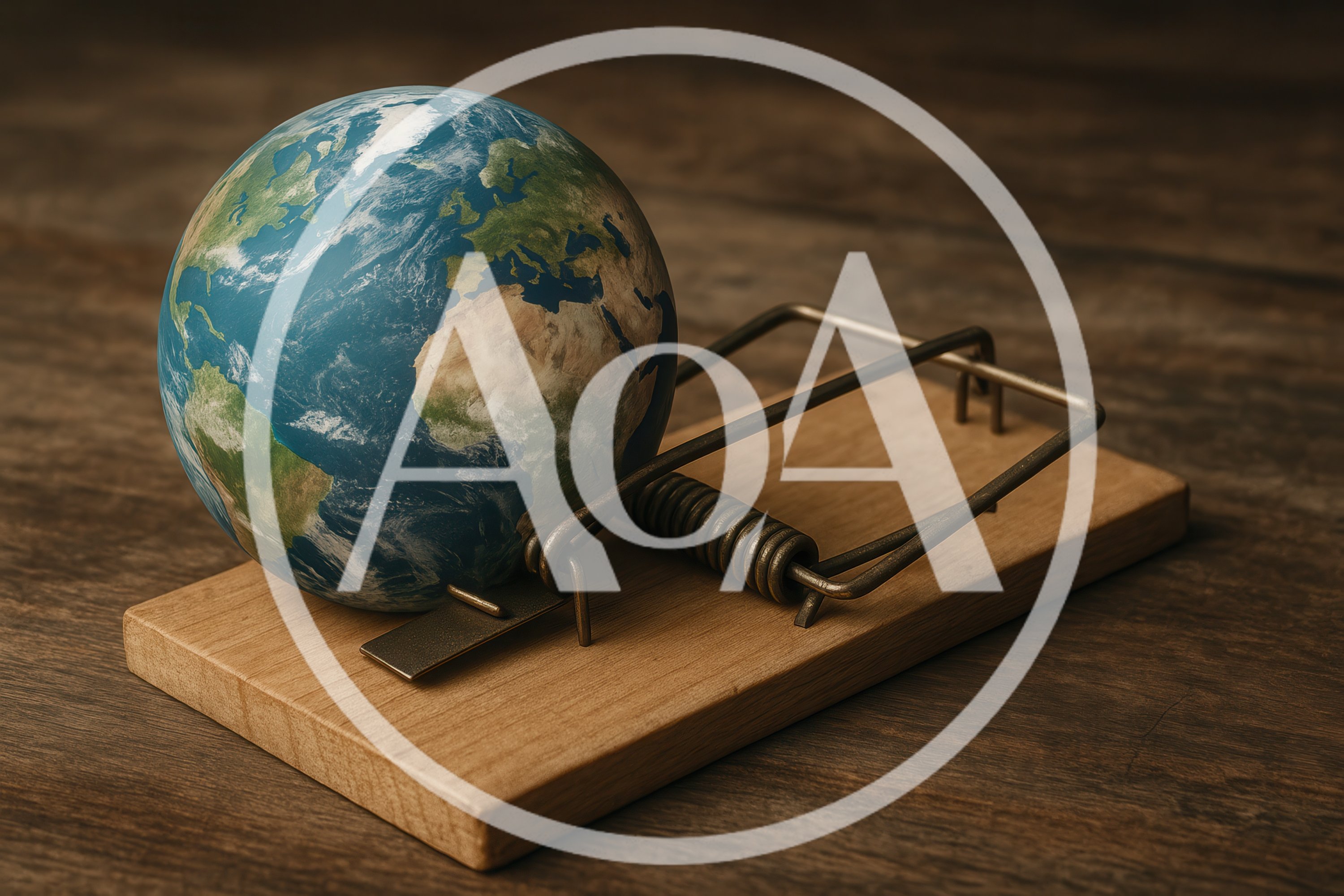 Globe Resting On A Wooden Mousetrap