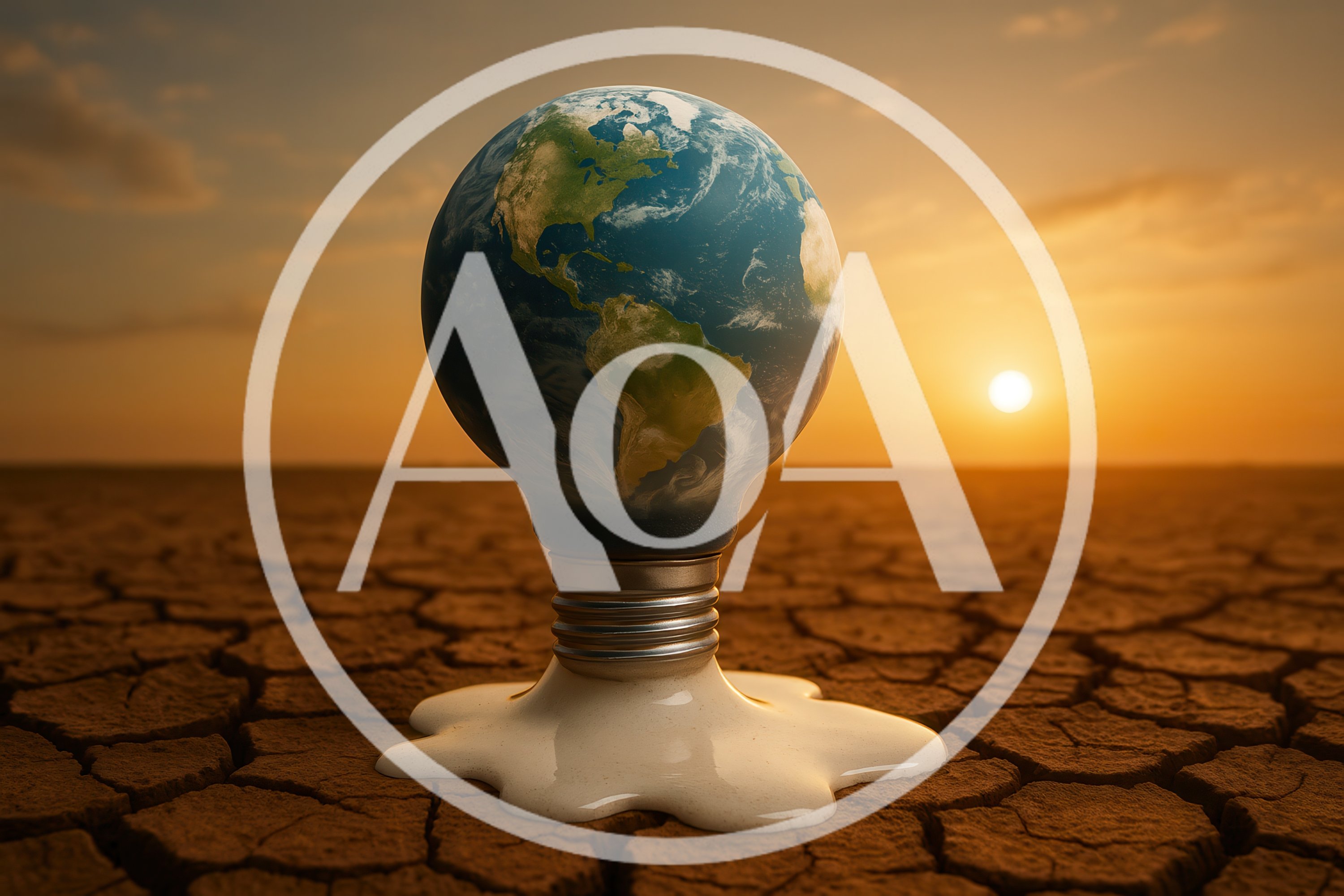 Melting Earth Lightbulb Concept on Cracked Dry Earth