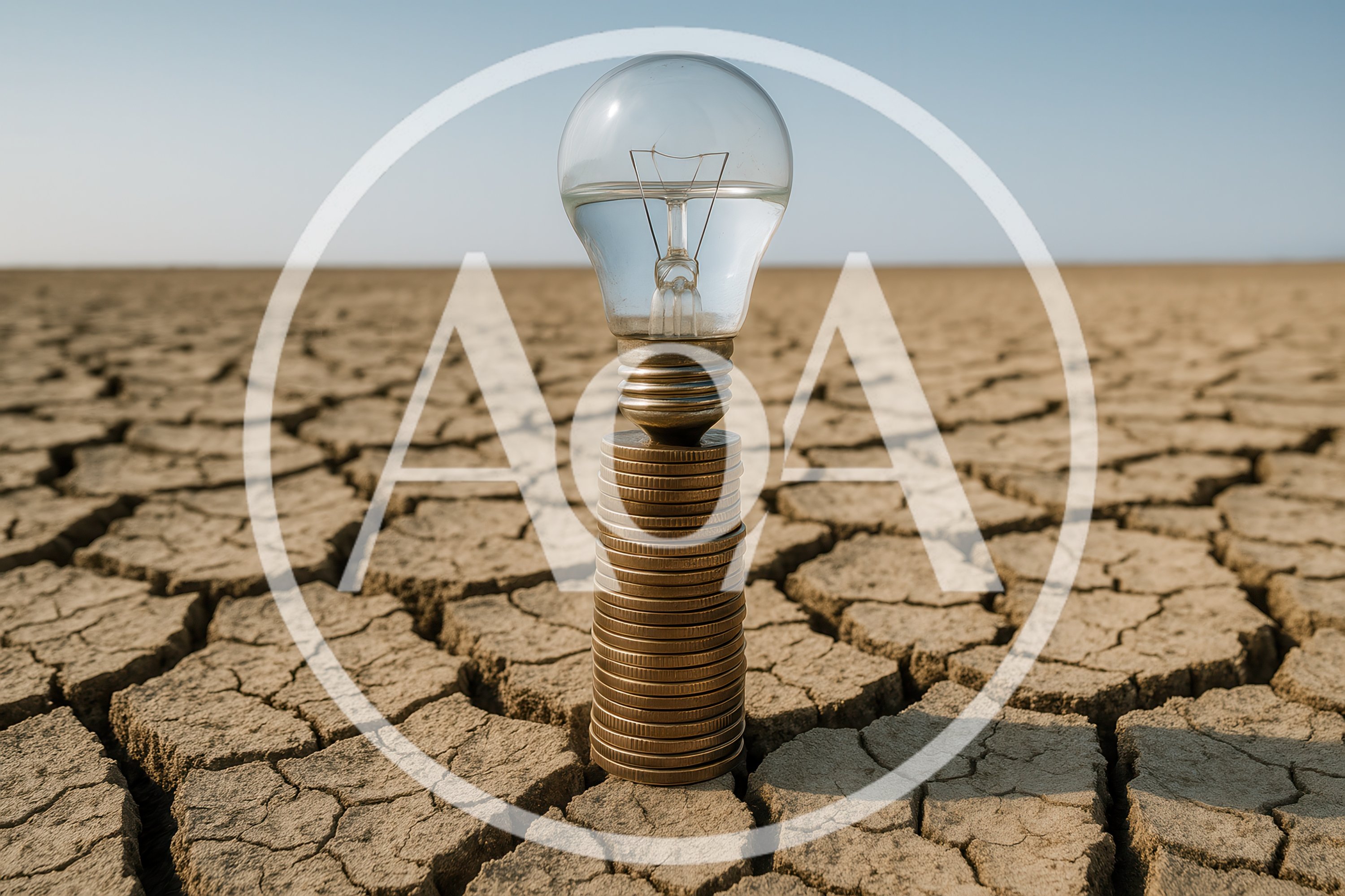 Light Bulb Filled With Water On Stacked Coins