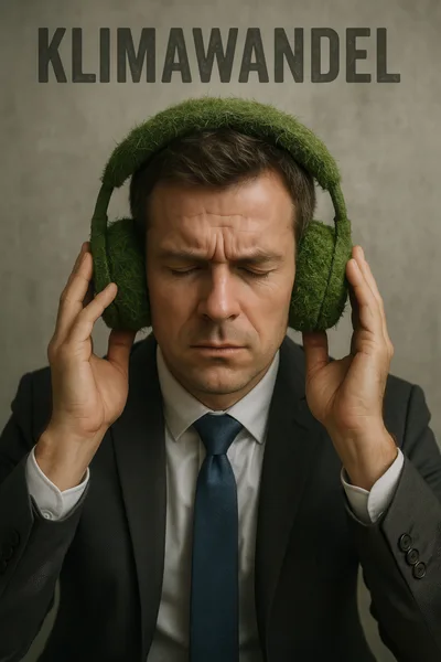 Businessman Wearing Grass Covered Headphones Concept
