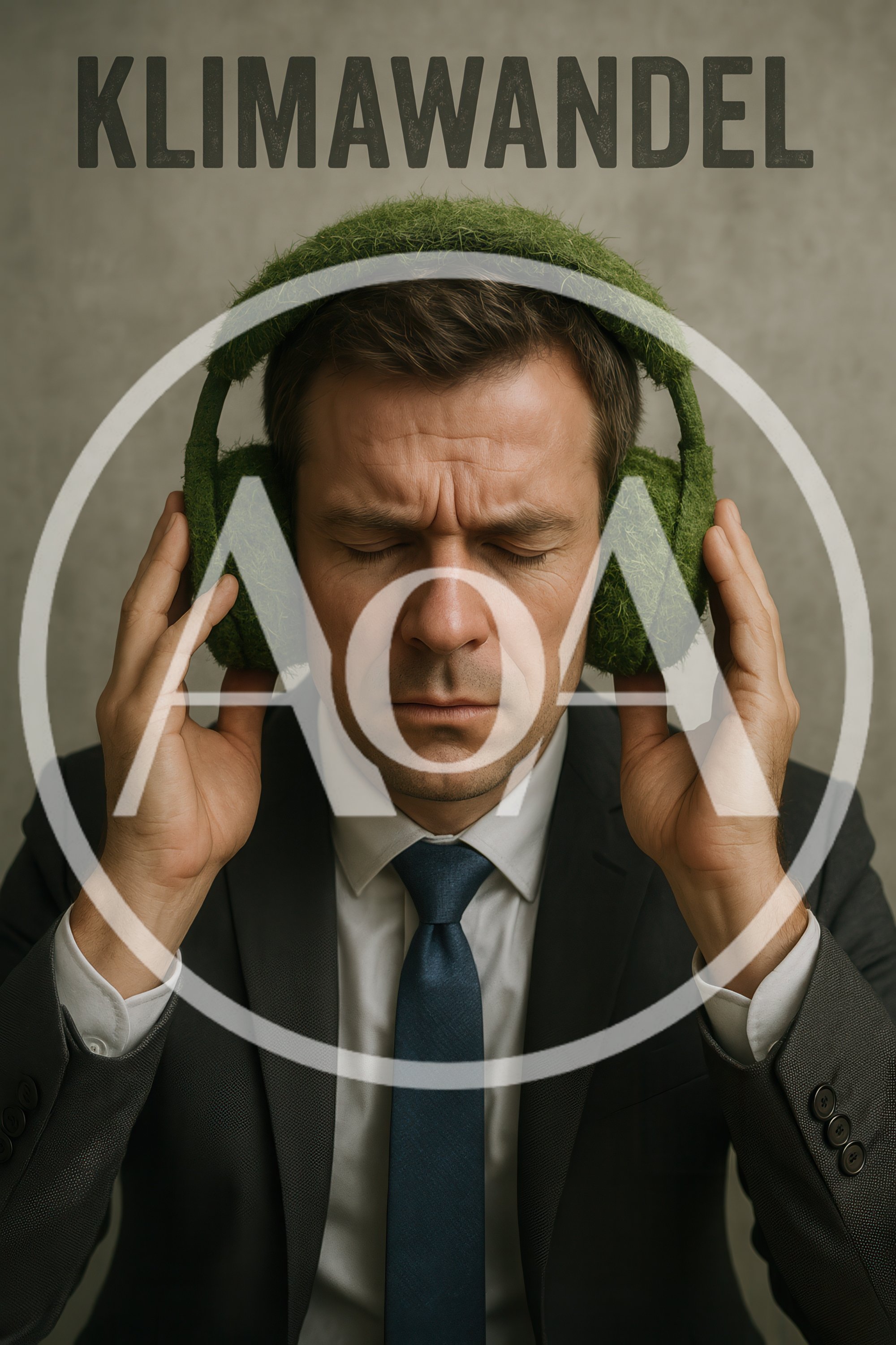 Businessman Wearing Grass Covered Headphones Concept