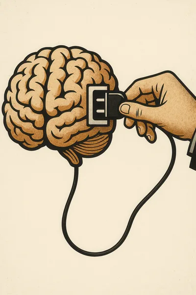 Human Brain Being Plugged Into Electrical Power Source