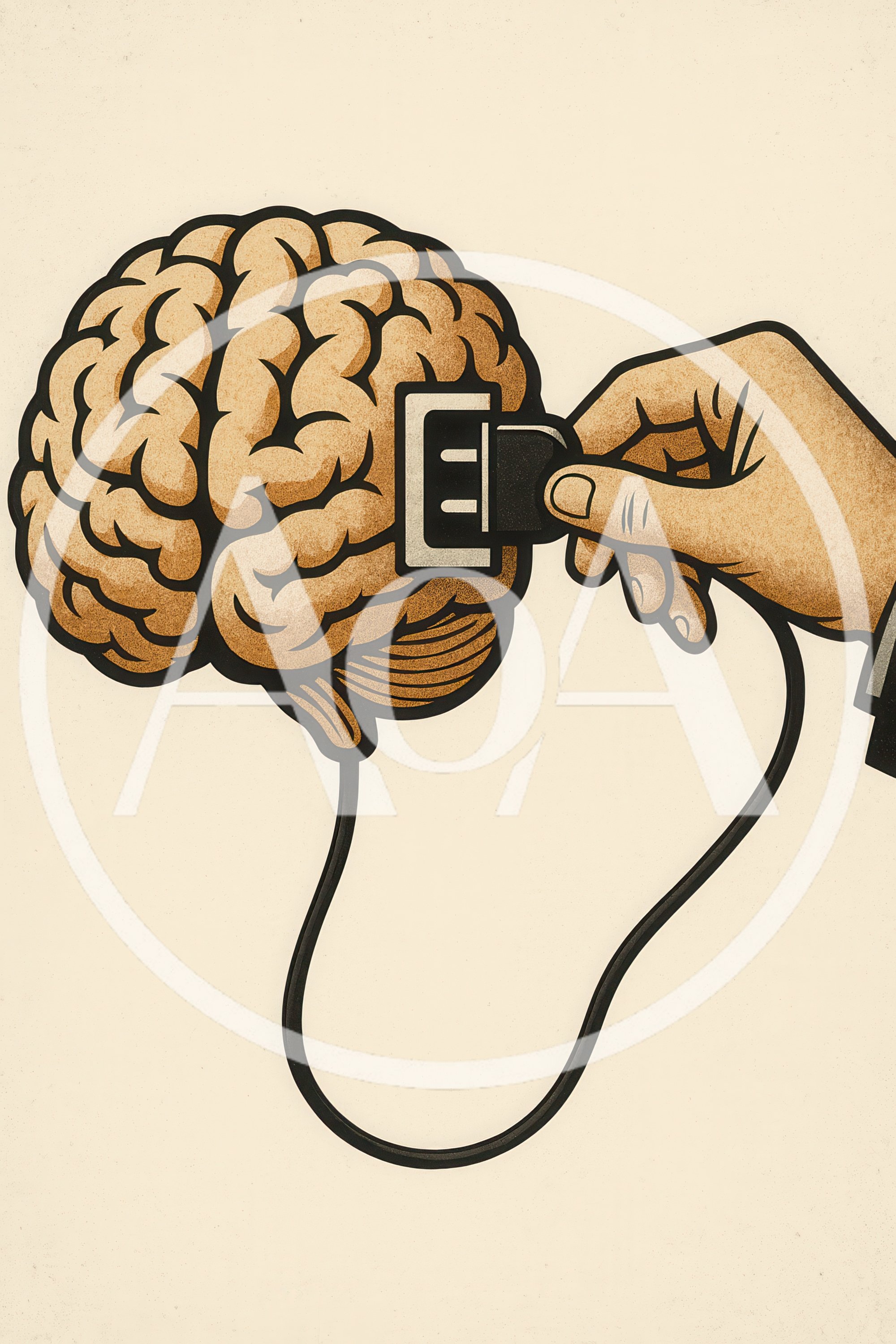 Human Brain Being Plugged Into Electrical Power Source