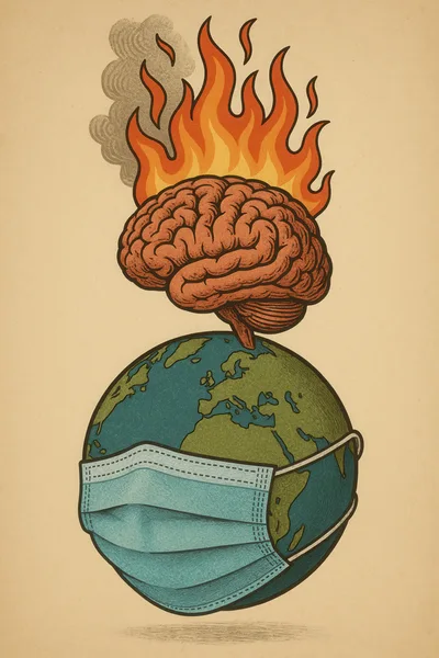 Conceptual Illustration of a Burning Brain on Earth