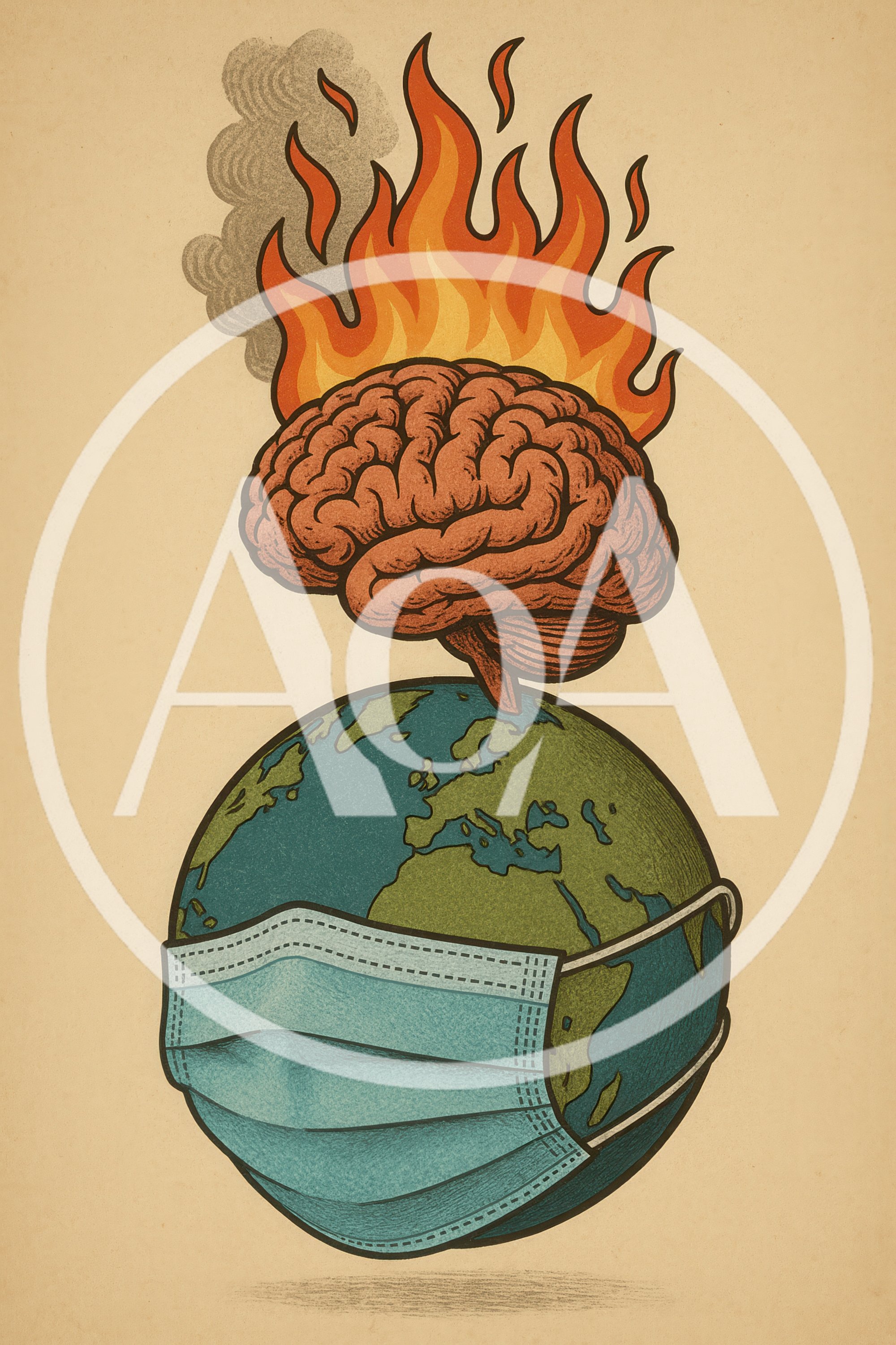 Conceptual Illustration of a Burning Brain on Earth