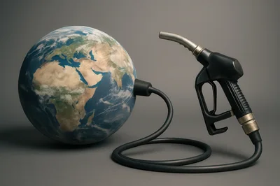 Earth Globe Connected To A Fuel Pump Nozzle
