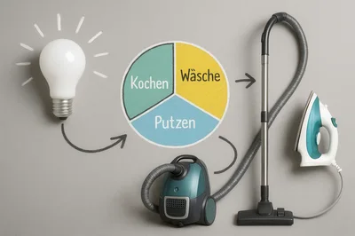 Household Chores Concept With Pie Chart And Appliances