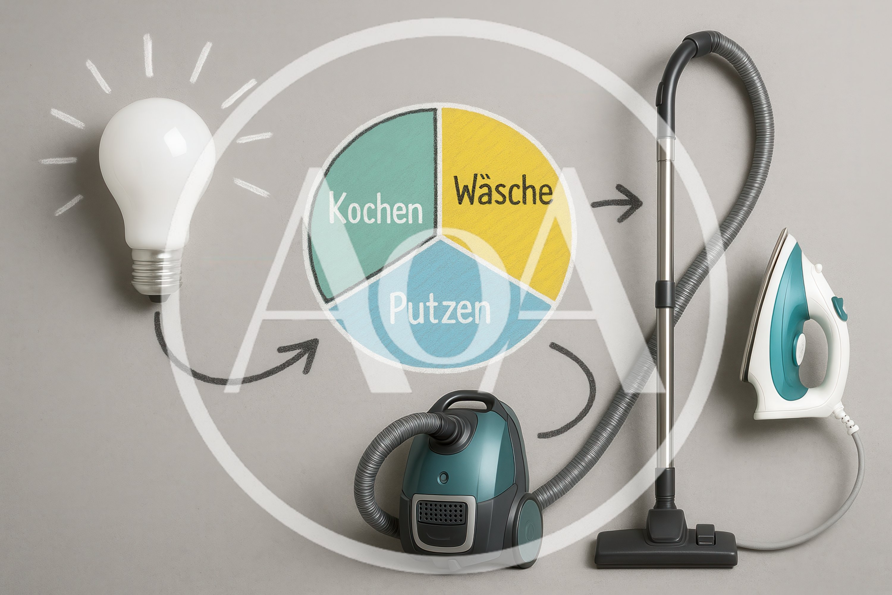 Household Chores Concept With Pie Chart And Appliances