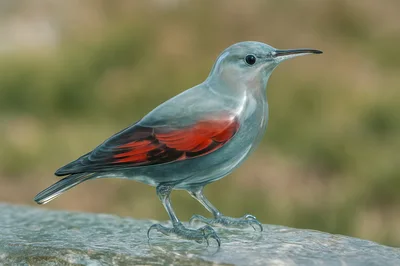 Glass Wallcreeper Figurine Perched On A Stone Surface
