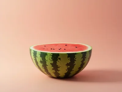 Half A Fresh Watermelon On A Pink Background