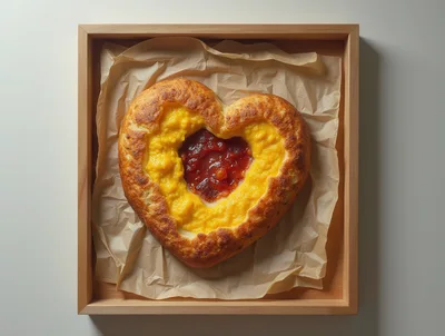 Heart Shaped Pastry With Custard And Jam Filling