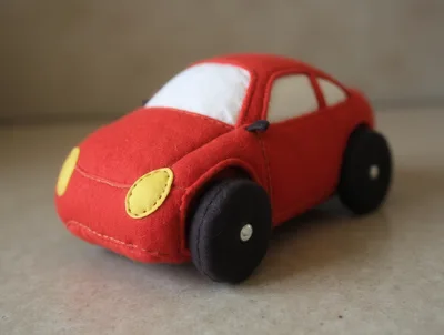 Handmade Red Fabric Toy Car