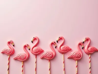 Pink Flamingo Shaped Chocolate Lollipops On Sticks