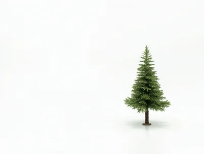 Small Artificial Christmas Tree On White Background