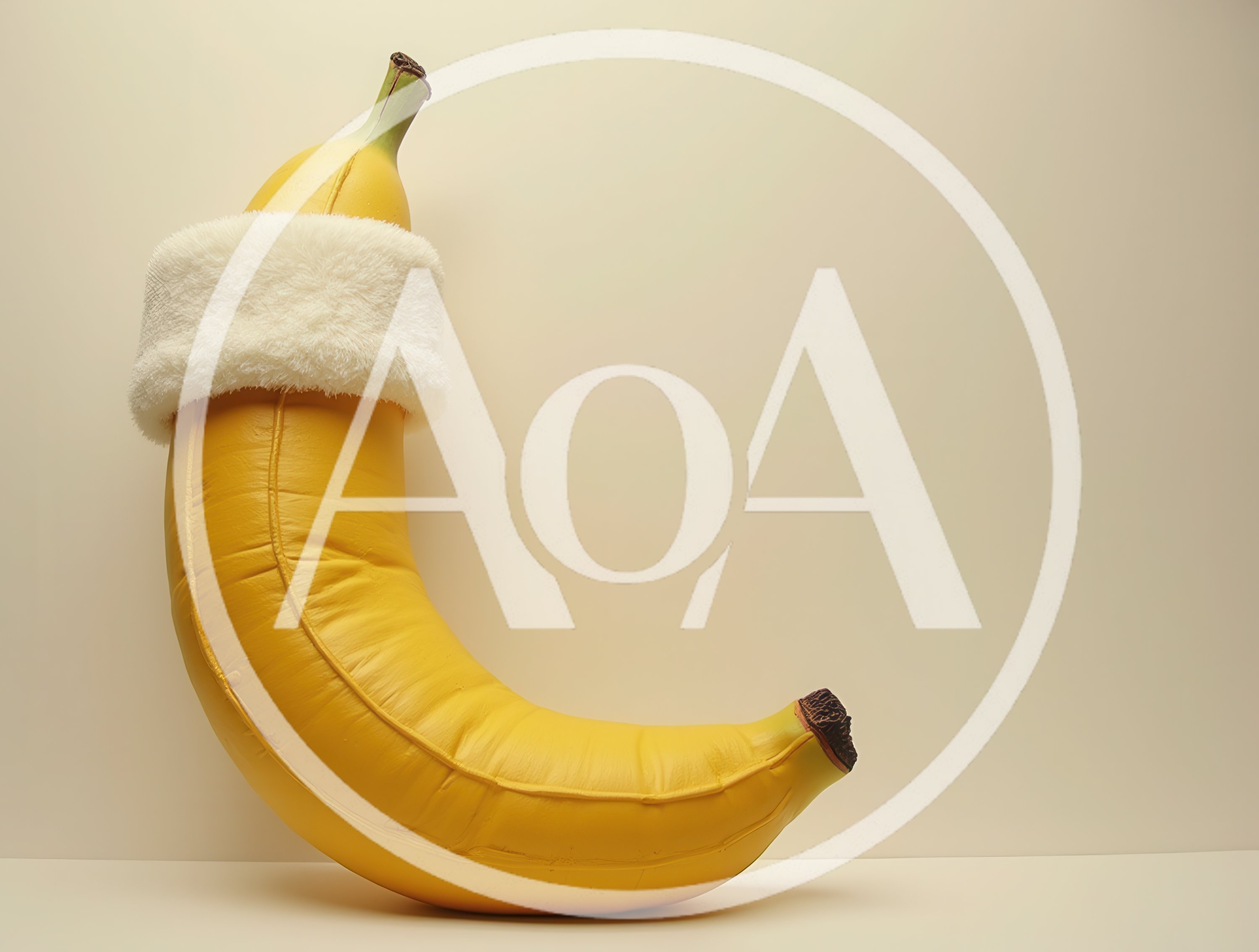 Inflatable Banana Wearing A White Fuzzy Headband