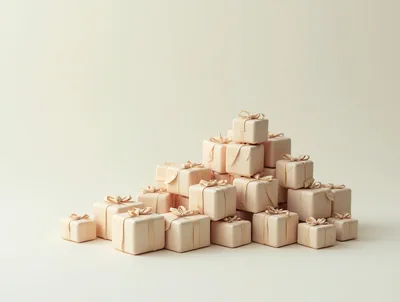 Stack of Minimalist Beige Gift Boxes
