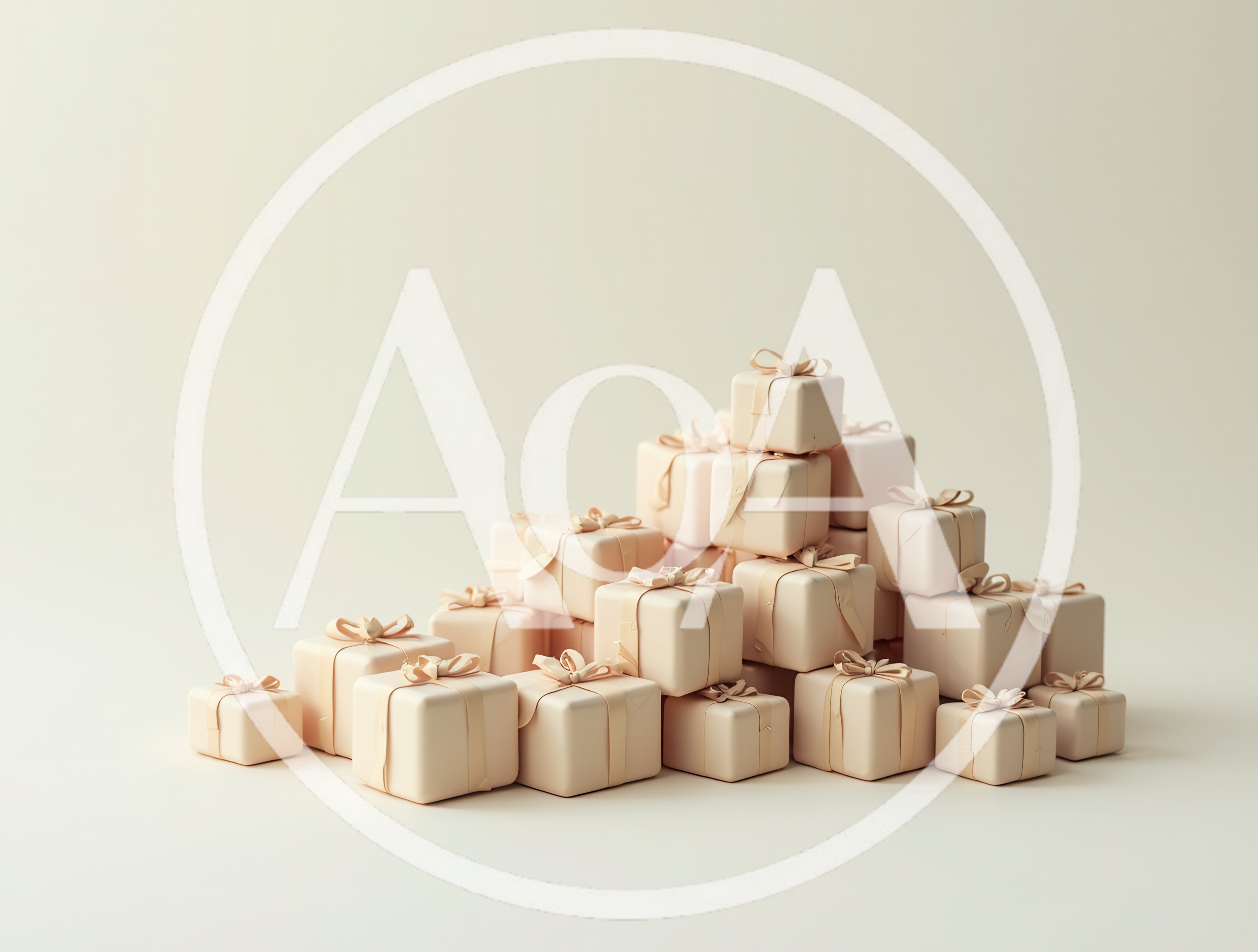 Stack of Minimalist Beige Gift Boxes