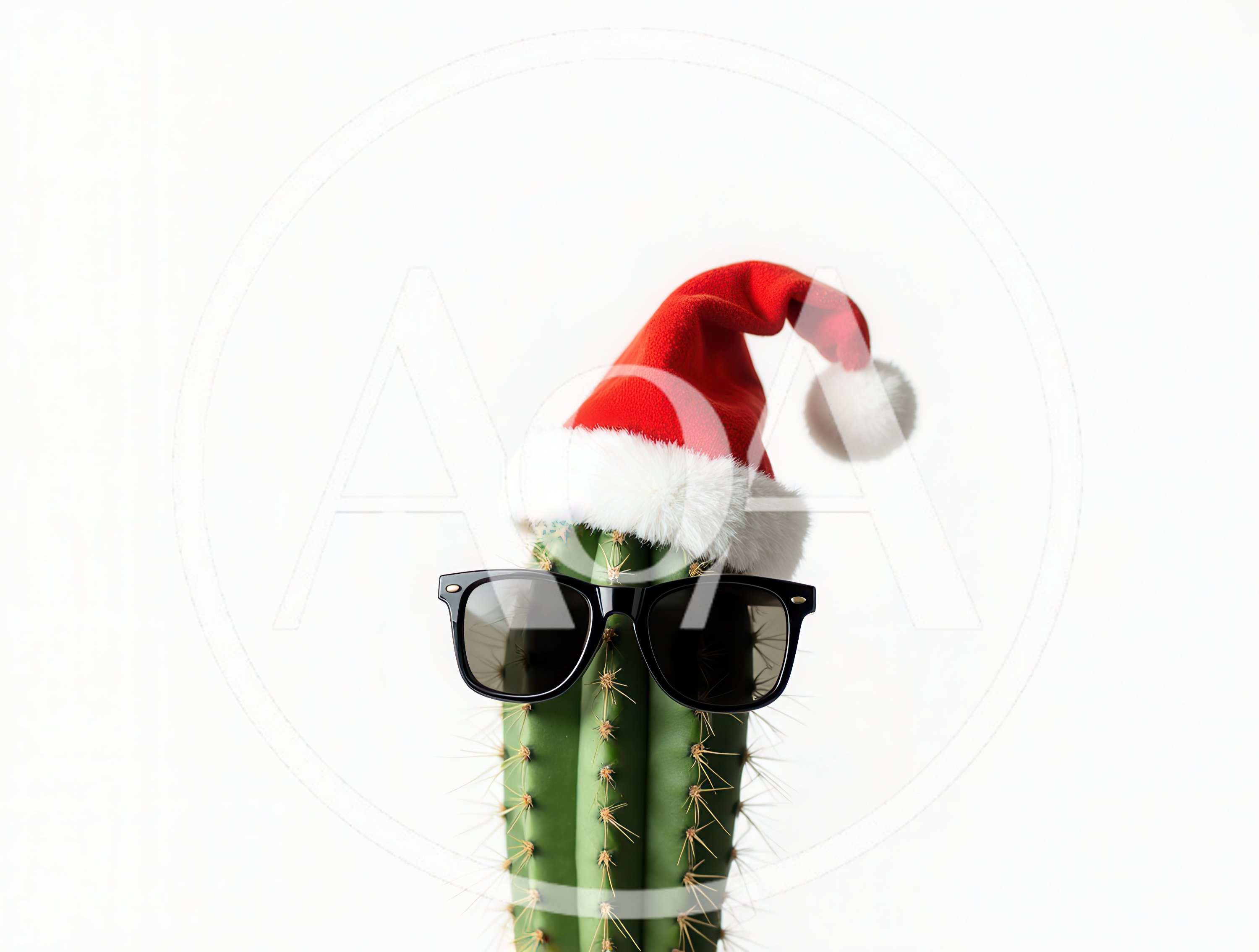 Cactus Wearing Santa Hat And Sunglasses