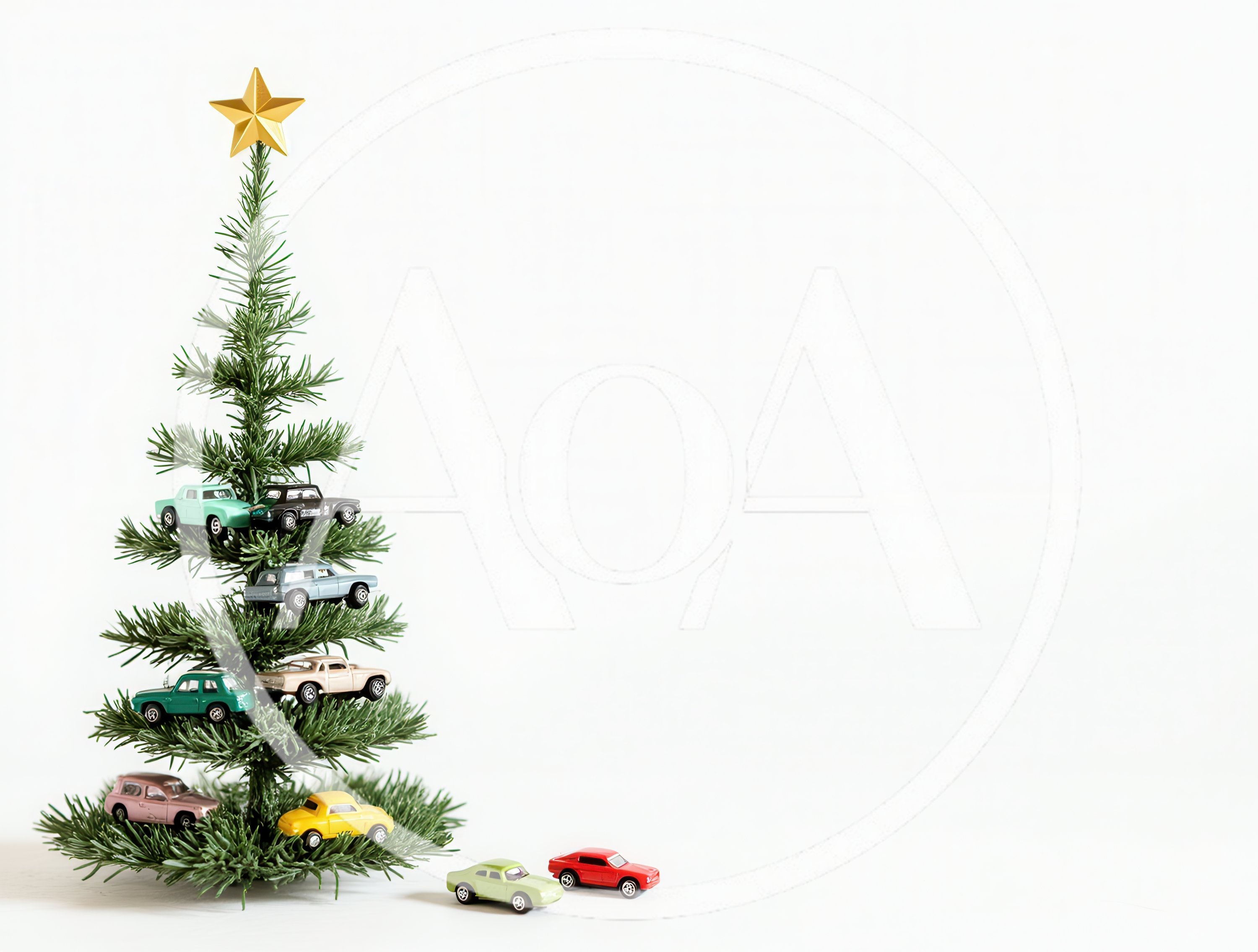 Miniature Toy Cars Decorated On A Christmas Tree