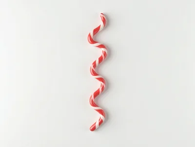 Spiral Candy Cane Stick on White Background