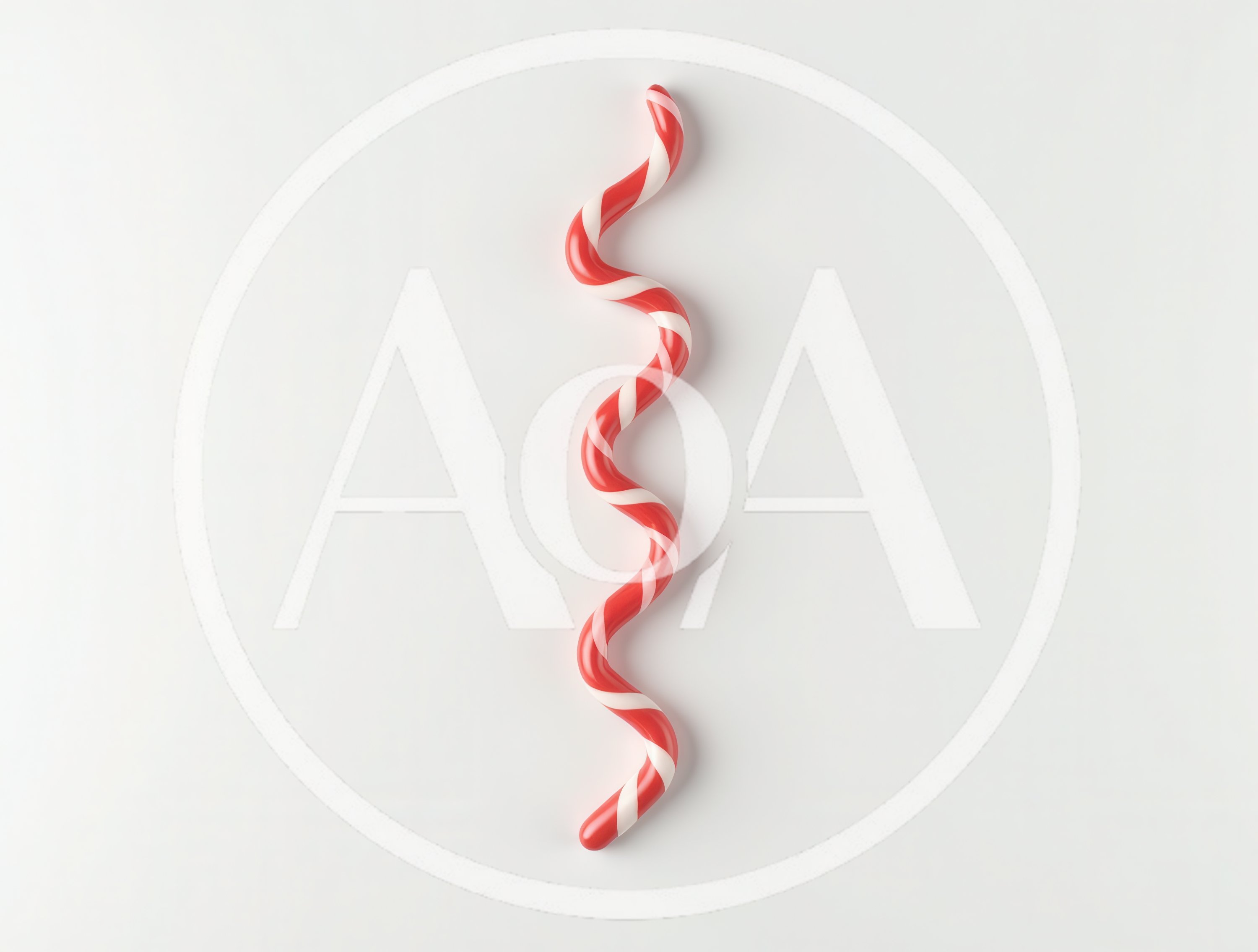 Spiral Candy Cane Stick on White Background