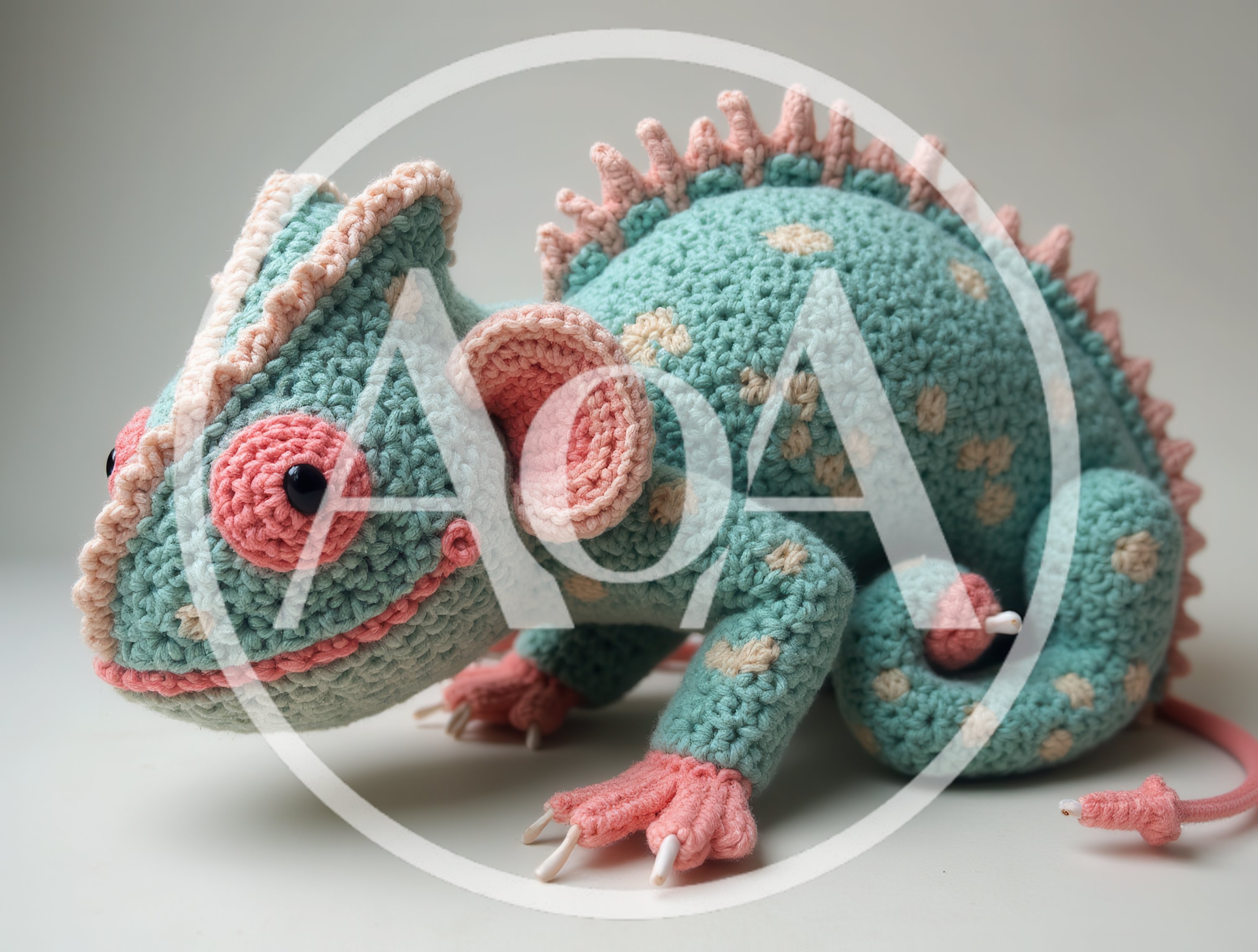 Handmade Crochet Chameleon Amigurumi Toy