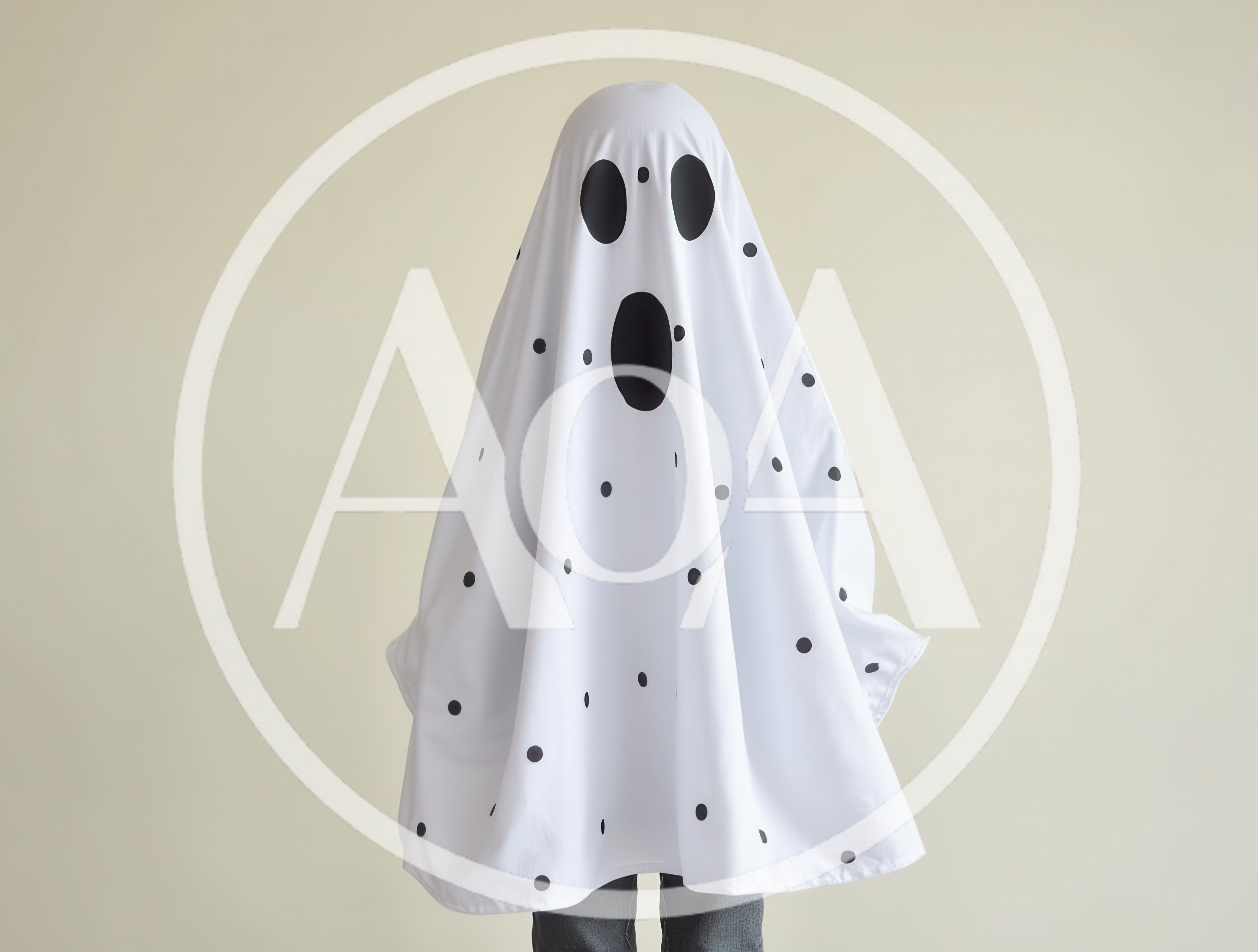Child Dressed In A Polka Dot Ghost Costume
