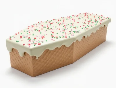 Rectangular Wafer Cake With White Glaze And Sprinkles