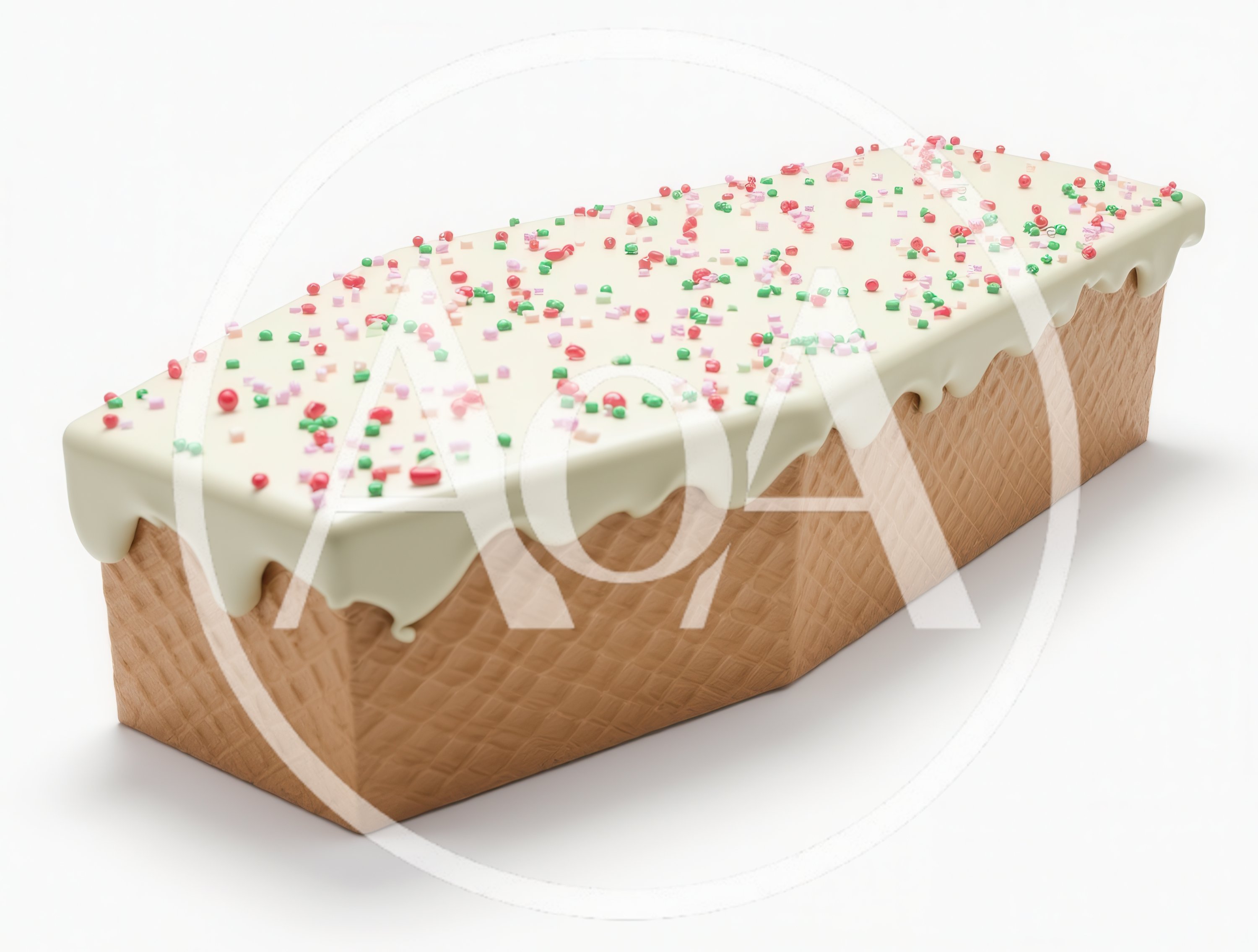 Rectangular Wafer Cake With White Glaze And Sprinkles