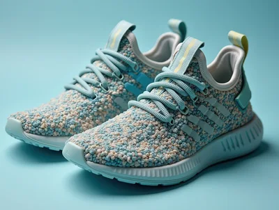 Pair Of Textured Light Blue Running Shoes