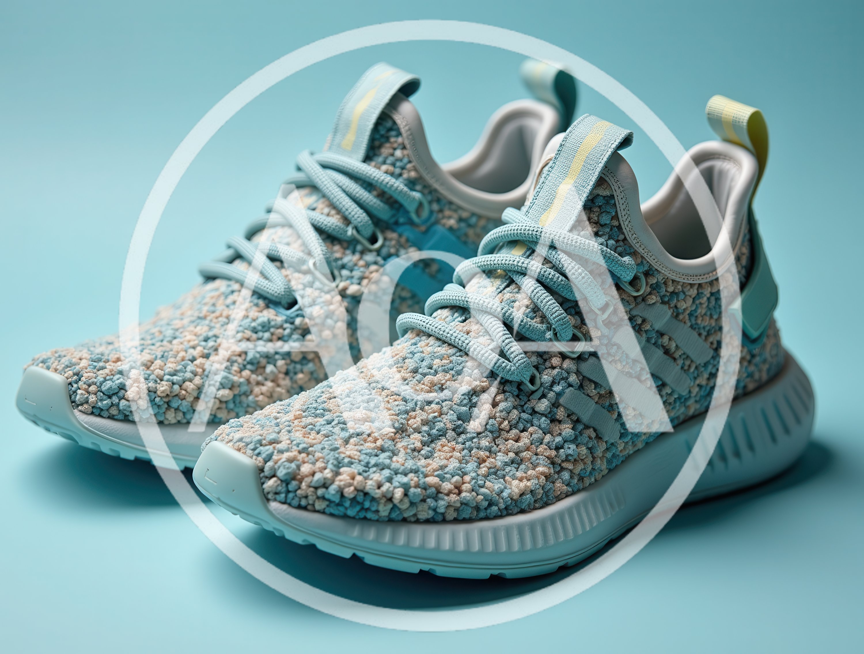 Pair Of Textured Light Blue Running Shoes