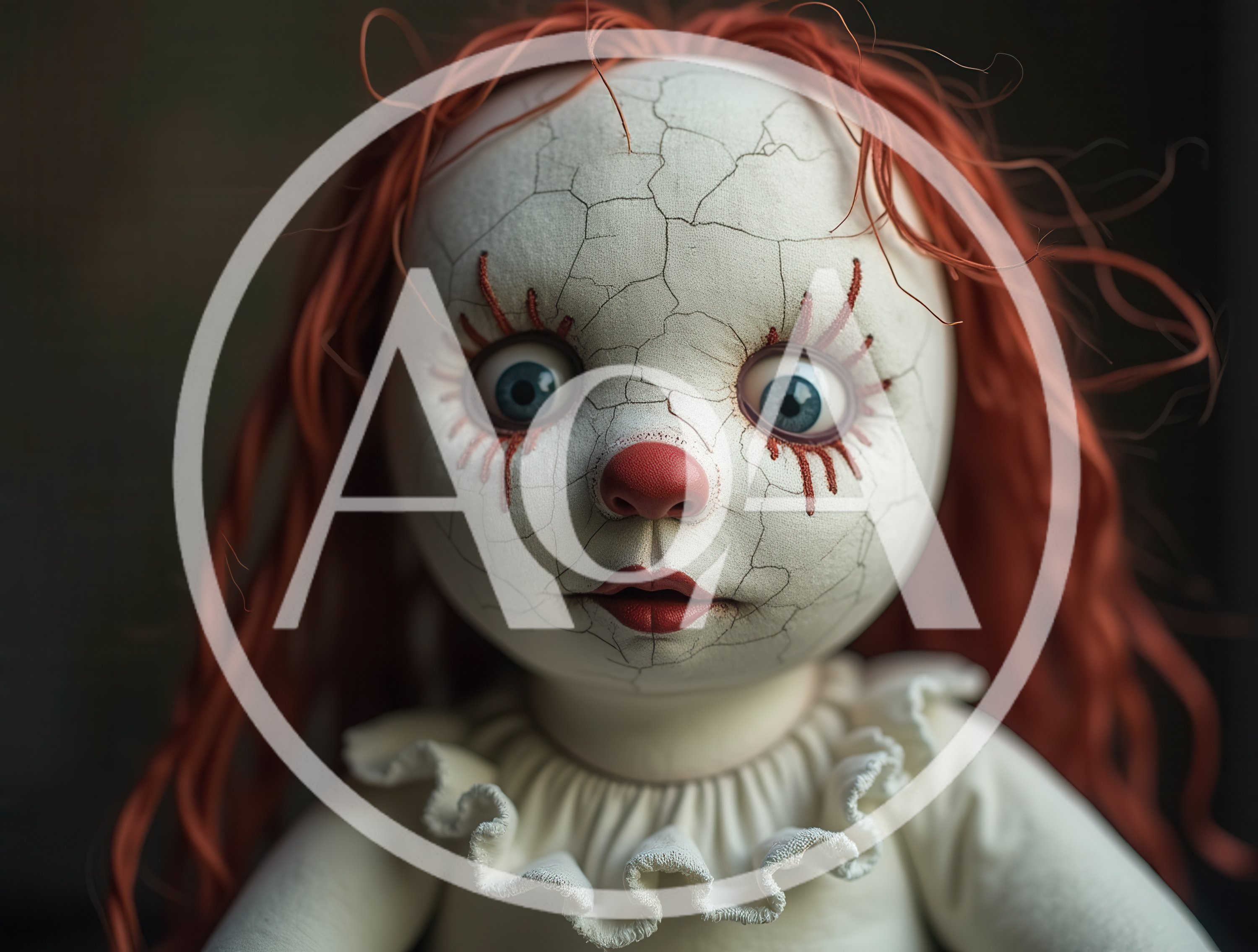 Creepy Cracked Porcelain Clown Doll Portrait