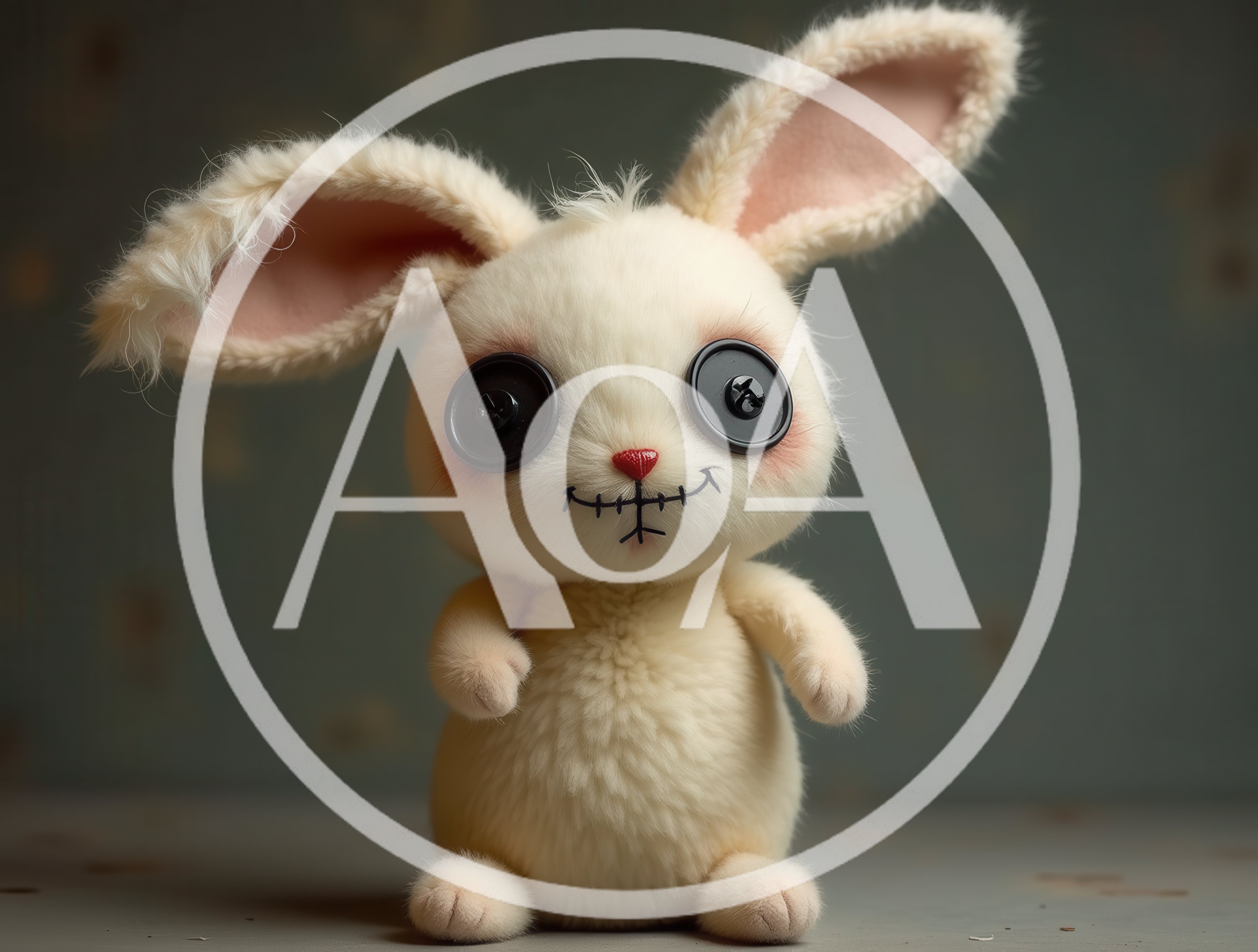 Creepy Stuffed Rabbit Doll With Button Eyes