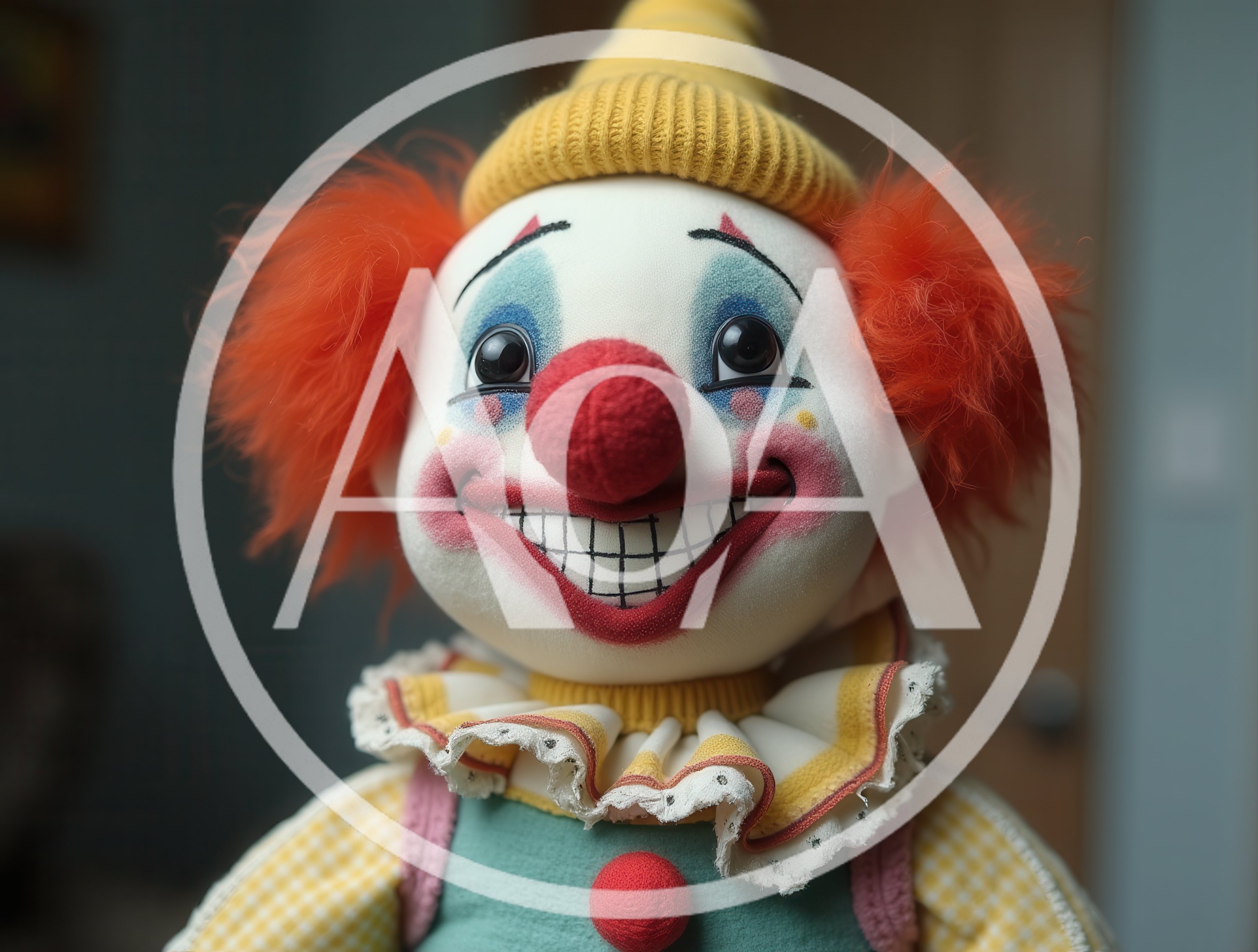 Close Up Portrait Of A Creepy Clown Doll