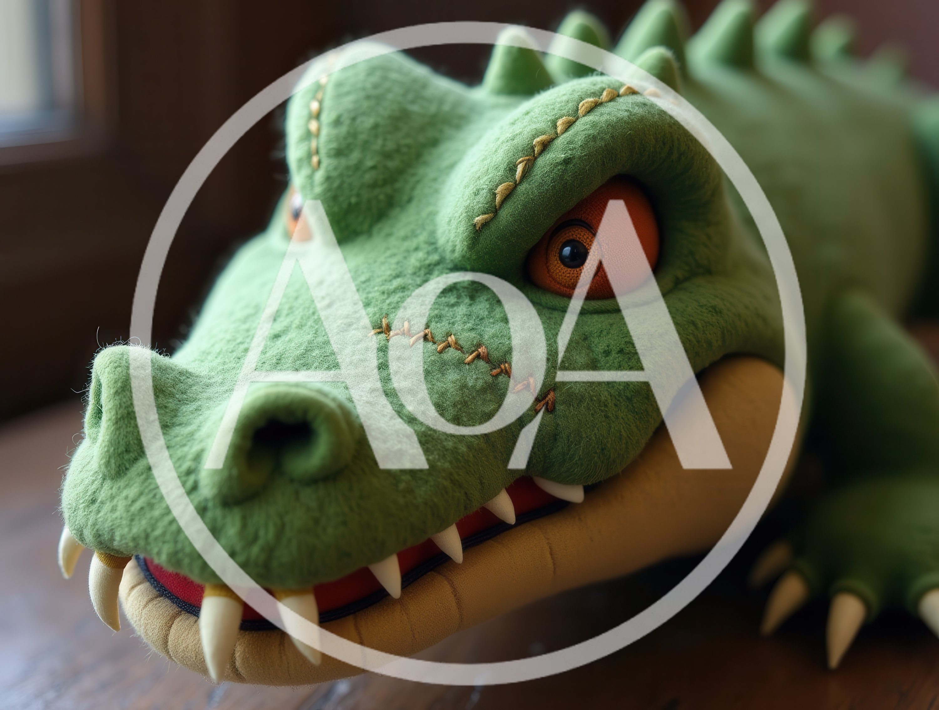 Plush Green Crocodile Toy With Stitched Details
